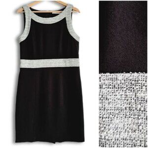 DEX Classic Colorblock Sheath Knee Length Midi Dress Black & Grey Sz M